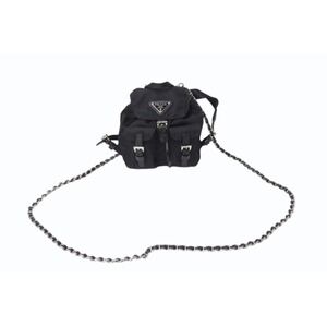 PRADA Re Chain Shoulder Bag Backpack Leather Black